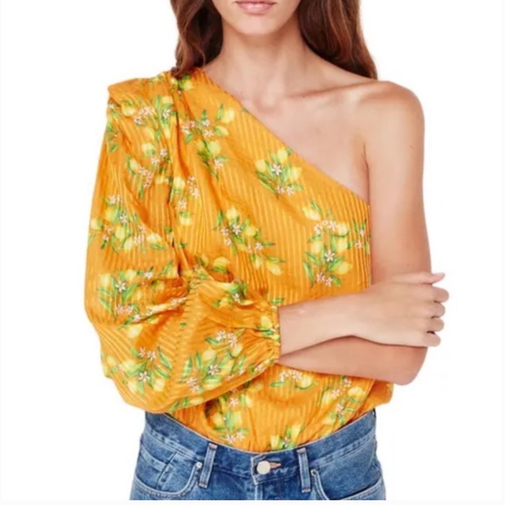 New CAMI NYC The Lenore One-shoulder Cotton & Silk Bodysuit In Citrus Small